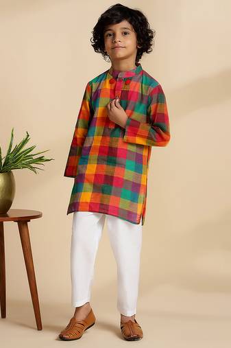Multicolor printed cotton kurta set