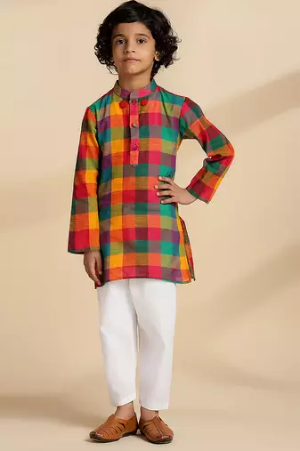 Multicolor printed cotton kurta set