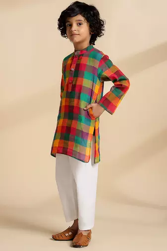 Multicolor printed cotton kurta set