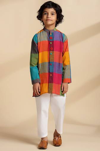 Multicolor printed cotton kurta set
