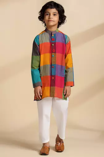 Multicolor printed cotton kurta set
