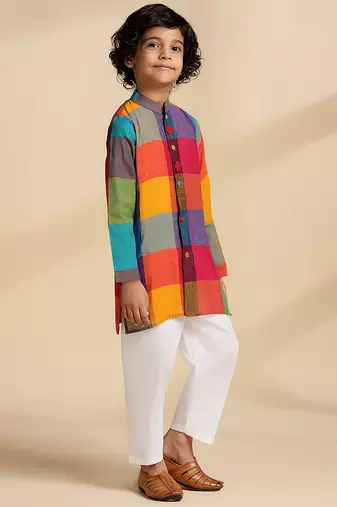 Multicolor printed cotton kurta set