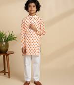 White printed cotton kurta set