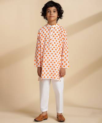 White printed cotton kurta set 2