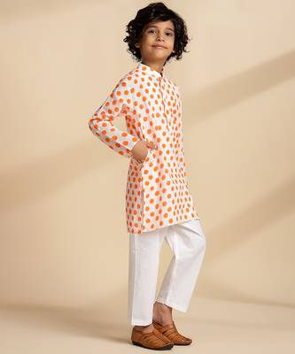 White printed cotton kurta set 3