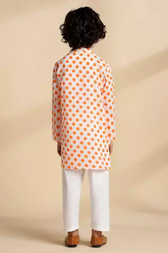 White printed cotton kurta set
