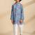 Blue printed cotton kurta set