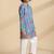 Blue printed cotton kurta set