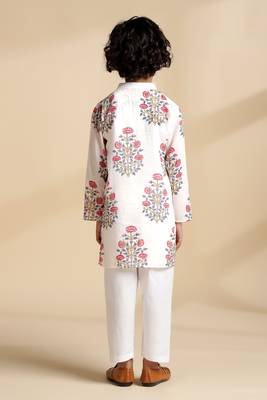 White printed cotton kurta set 4