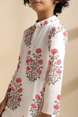 White printed cotton kurta set 5