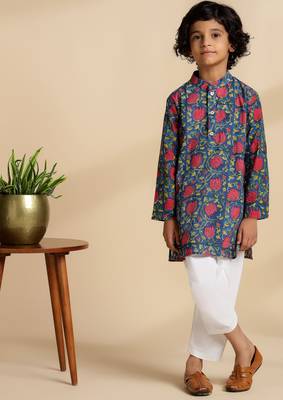 Multicolor printed cotton kurta set 1
