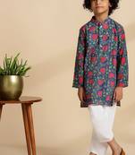 Multicolor printed cotton kurta set