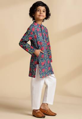 Multicolor printed cotton kurta set 3