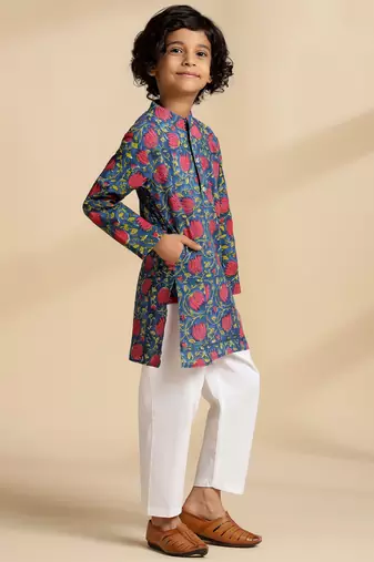Multicolor printed cotton kurta set