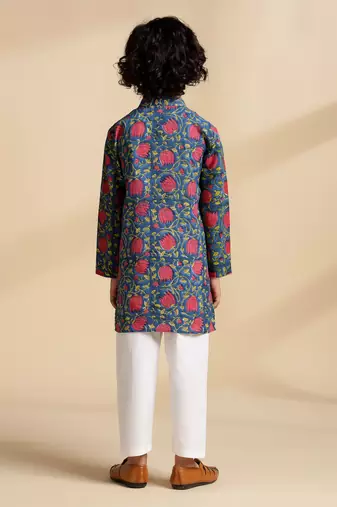 Multicolor printed cotton kurta set