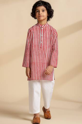 Multicolor printed cotton kurta set