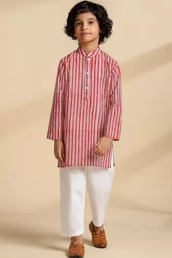 Multicolor printed cotton kurta set