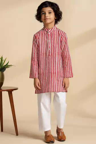 Multicolor printed cotton kurta set