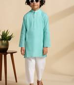 Blue plain cotton kurta set