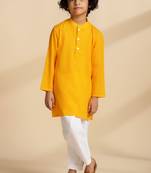 Yellow plain cotton kurta set