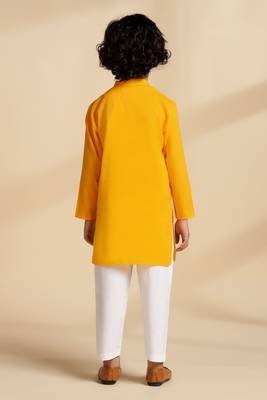 Yellow plain cotton kurta set 4