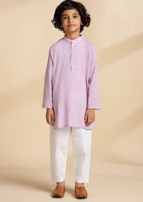 Purple plain cotton kurta set 1