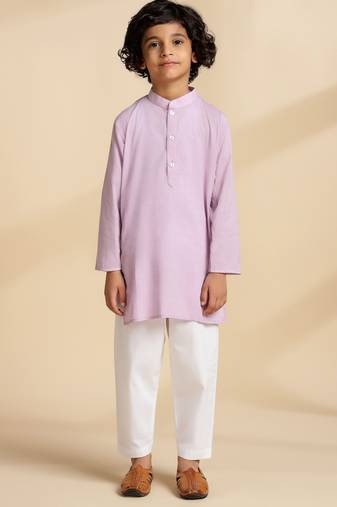 Purple plain cotton kurta set