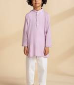 Purple plain cotton kurta set