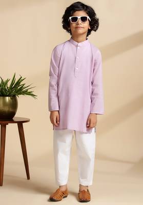 Purple plain cotton kurta set 2
