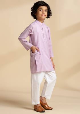 Purple plain cotton kurta set 3