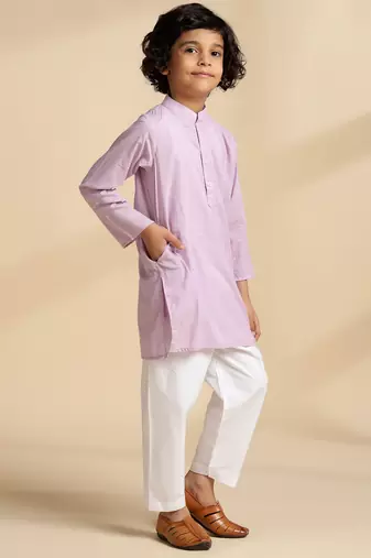 Purple plain cotton kurta set