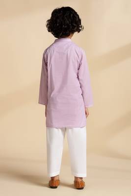 Purple plain cotton kurta set 4