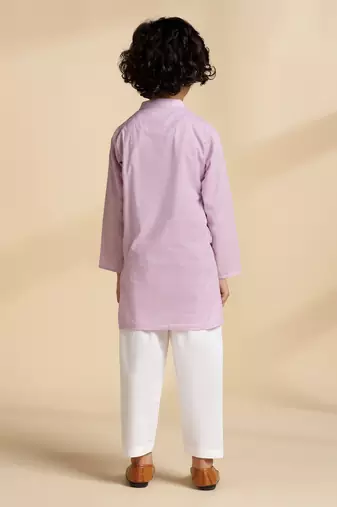 Purple plain cotton kurta set