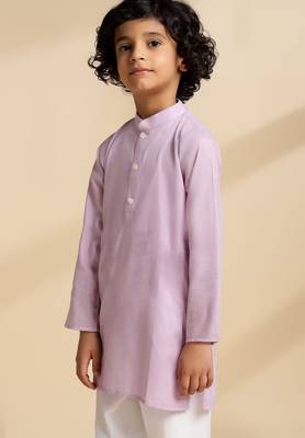 Purple plain cotton kurta set 5