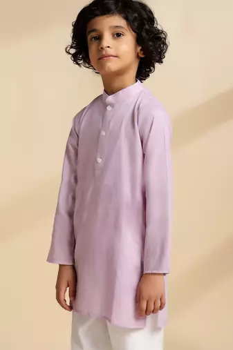 Purple plain cotton kurta set