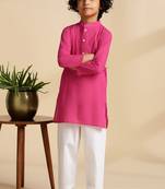 Pink plain cotton kurta set