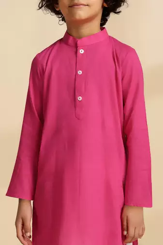 Pink plain cotton kurta set