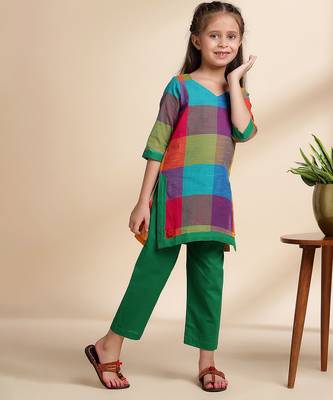 Multicolor printed cotton kurta set 1