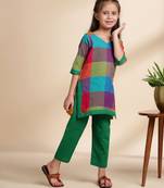 Multicolor printed cotton kurta set