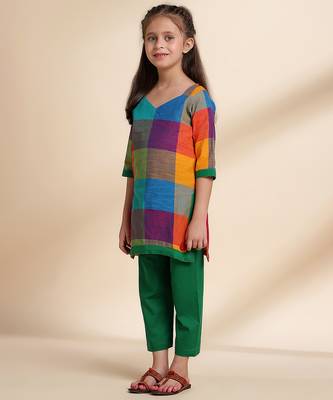 Multicolor printed cotton kurta set 3