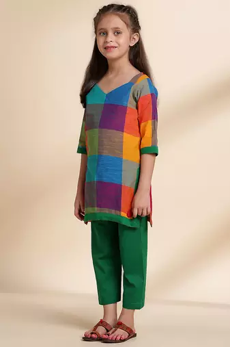 Multicolor printed cotton kurta set