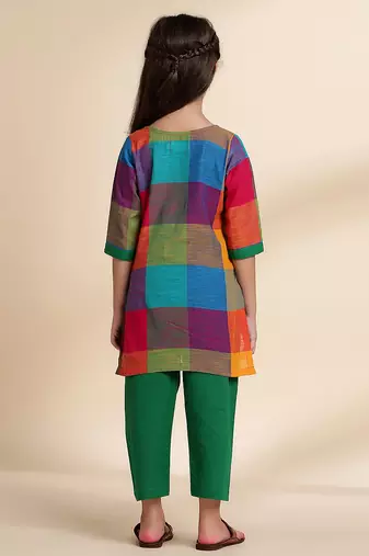 Multicolor printed cotton kurta set