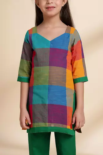 Multicolor printed cotton kurta set
