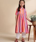 Multicolor printed cotton kurta set