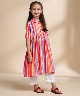 Multicolor printed cotton kurta set 3