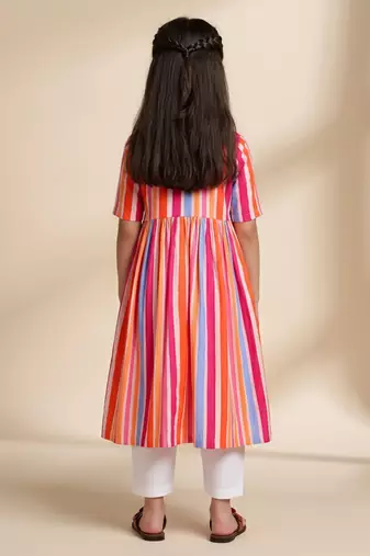Multicolor printed cotton kurta set