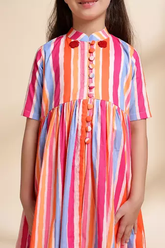 Multicolor printed cotton kurta set