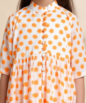 Yellow Polka Dot printed cotton kurta set 5