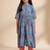 Blue printed cotton kurta set