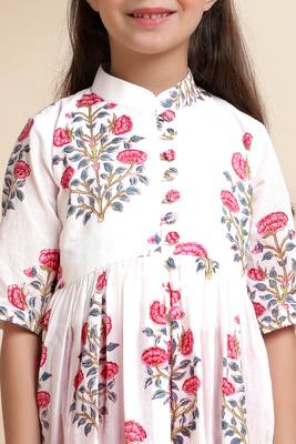 White printed cotton kurta set 4